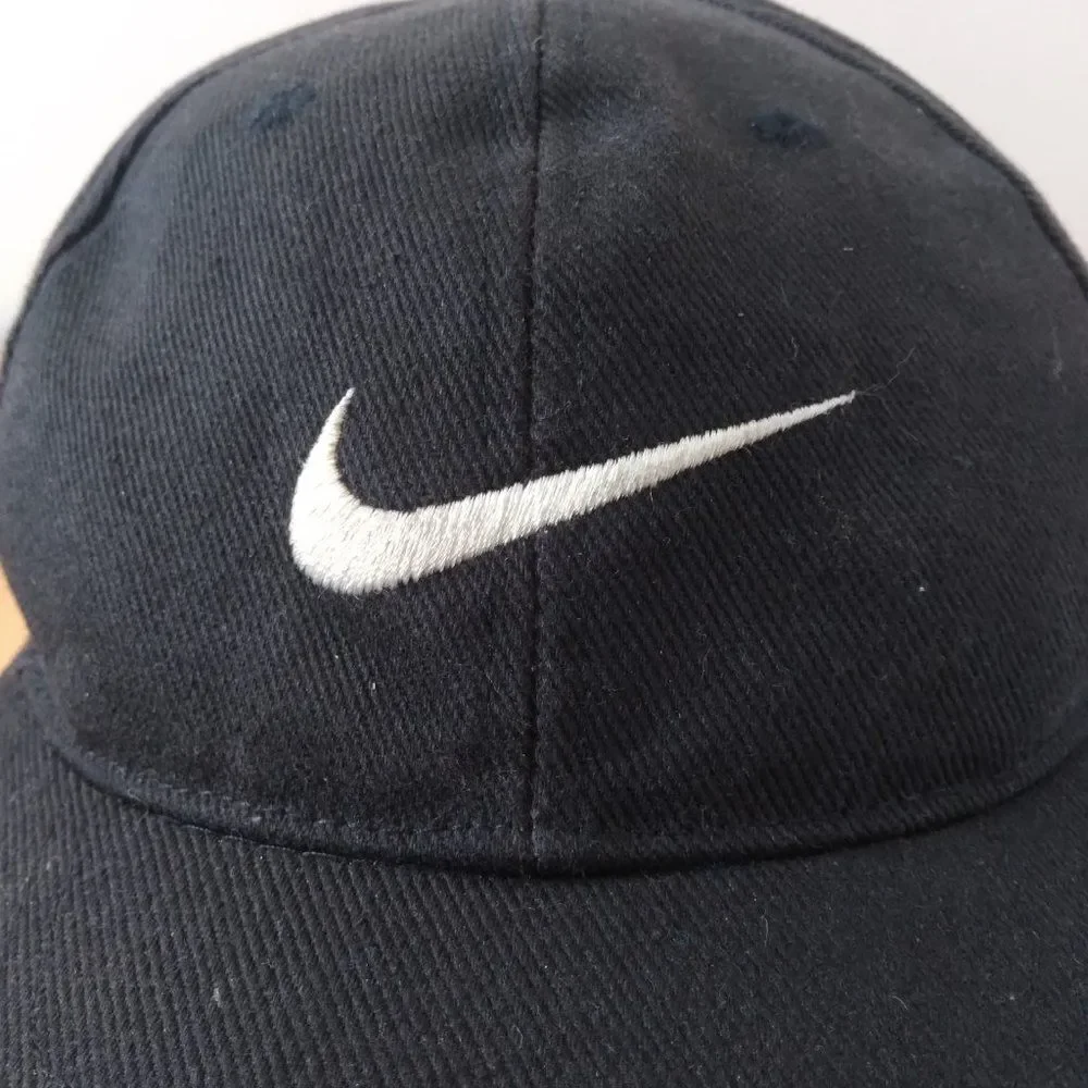 Vintage 90s Nike Swoosh Snap Back Hat Black